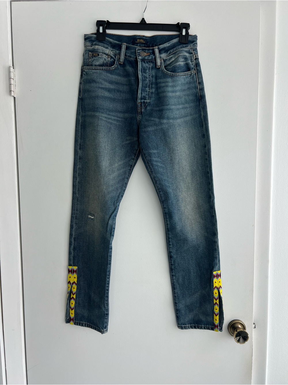 Polo Ralph Lauren Women’s Blue Washed Jeans with Embroidered Hem